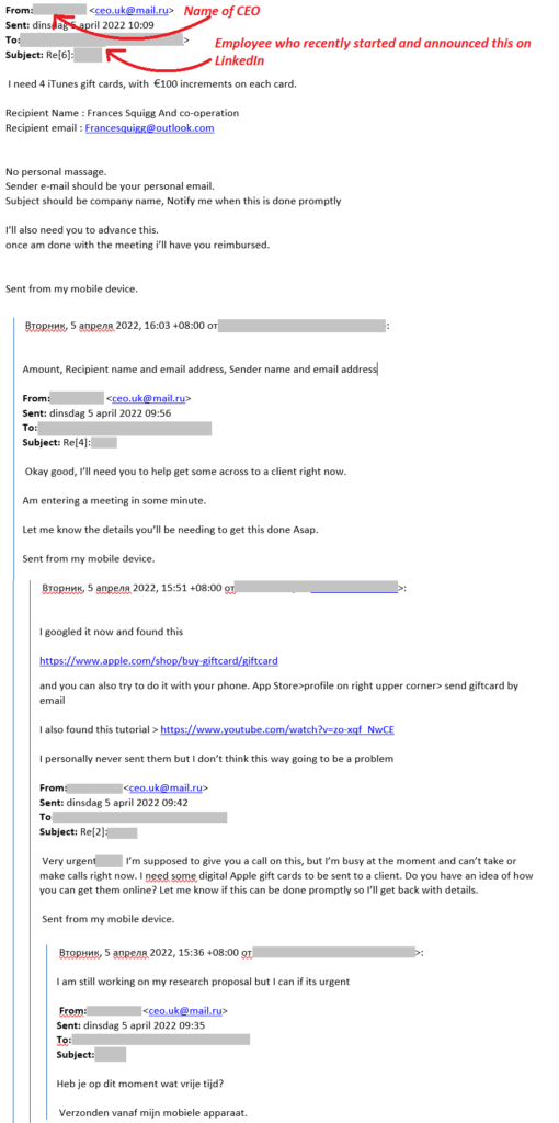 Example of CEO name spoofing